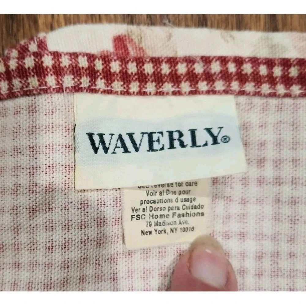 Waverly NORFOLK ROSES Red Gingham Layered Scalloped Valance 15 X 76 Cottagecore